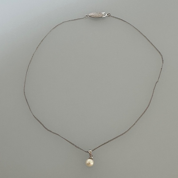 Vintage Silver freshwater Pearl Pendant Necklace - Picture 4 of 7